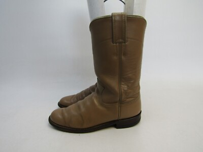 Justin Womens Size B Brown Leather Roper Cowboy Western Boots