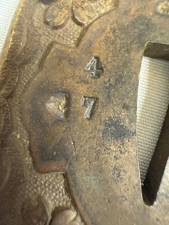 Императорский японский армейский меч цуба 6,8x6 см исторический антикварный оригинальный редкий времен Второй мировой войны - Изображение 4 из 4