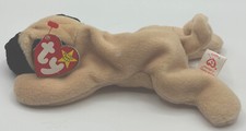 VINTAGE TY Beanie Baby PUGSLY the Pug Dog 8" Inch HANDMADE 1996 Original TAGS