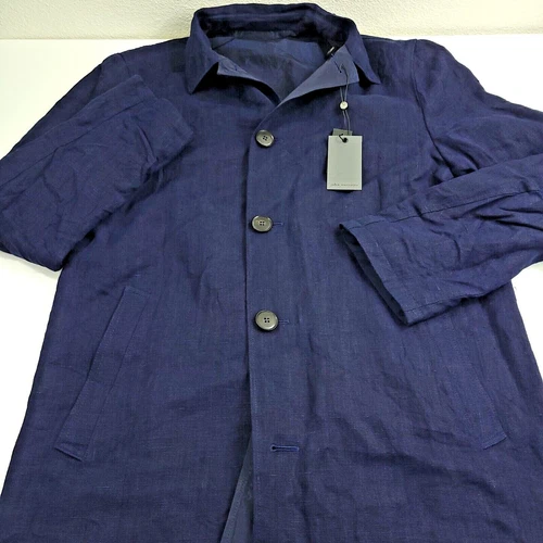 John Varvatos Collection Linen Trench Coat Mens (EU 48) US 38 Blue Reversible  image 5