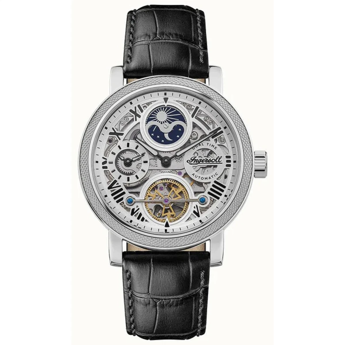 Ingersoll The Row 1892 Automatic Mens Watch Silver Dial Black