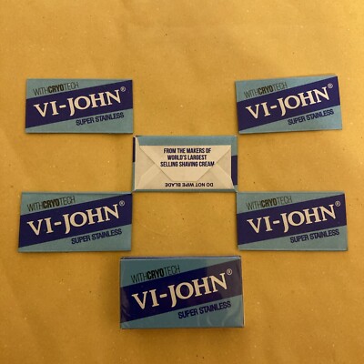 5 Double Edge Razor Blades, VI-John Super Stainless with Cryotech