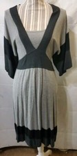 Spense Women's sweater dress Gray Sz S Wool Blend Midi Half Sleeve Fitted Waist