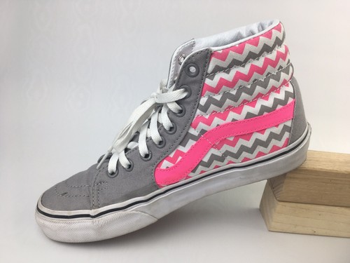 Vans Gray Pink White Chevron Pattern High Top Pro Classic 721454 Men 6.5 Women 8 - Picture 4 of 11