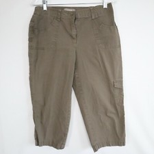 Chico's Pants Womens 0 Cargo Pocket Capri Casual Stretch Flex Flat Front Brown