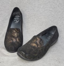 Dansko Olivia US 7.5/8 EU 38 Leather Slip On Flats Snake Print Black Bronze