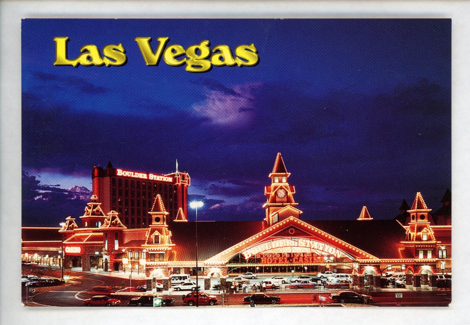 Motel Hotel Postcard Nevada NV Las Vegas Boulder Station Casino Evening motel-hotel-postcard-nevada-nv-las-vegas-boulder-station-casino-evening