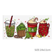 1 Piece Cup Wrap, Transfer Stickers for Glass Uv DTF Christmas Santa Cocoa