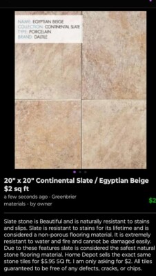 Pallet  Natural Stone Slate         Continental Slate Egyptian Beige Porcelain 