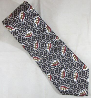 MBP Black, Red & Gold Paisleys & Daisies Silk Neck Tie 59'' Long x 4'' Wide (E855)