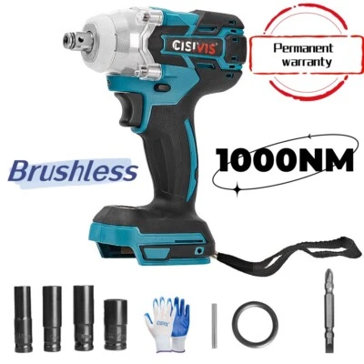 For Makita 18V Battery 1000NM Cordless Impact Wrench 1/2" Brushless Drill UK🔥