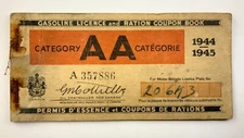 WWII Gasoline Licence and Ration Coupon Book 1944 1945 Canada GG494