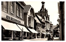 postcard Winschoten Langestraat the Trade House Netherlands RPPC 5646