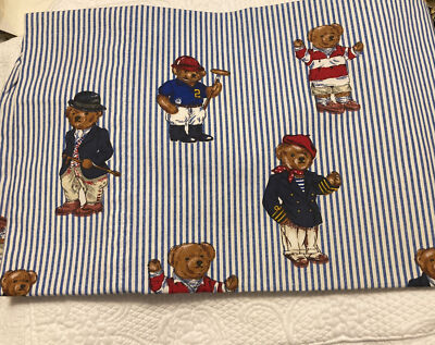 1 Ralph Lauren Polo STANDARD Pillowcase Teddy Bear Striped Pillow