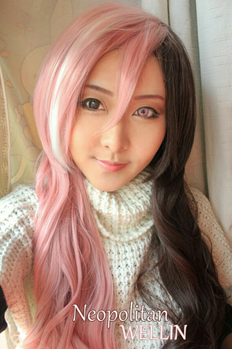 RWBY Neopolitan Cosplay Wig Pink Brown Mix Long Curly Wig eBay