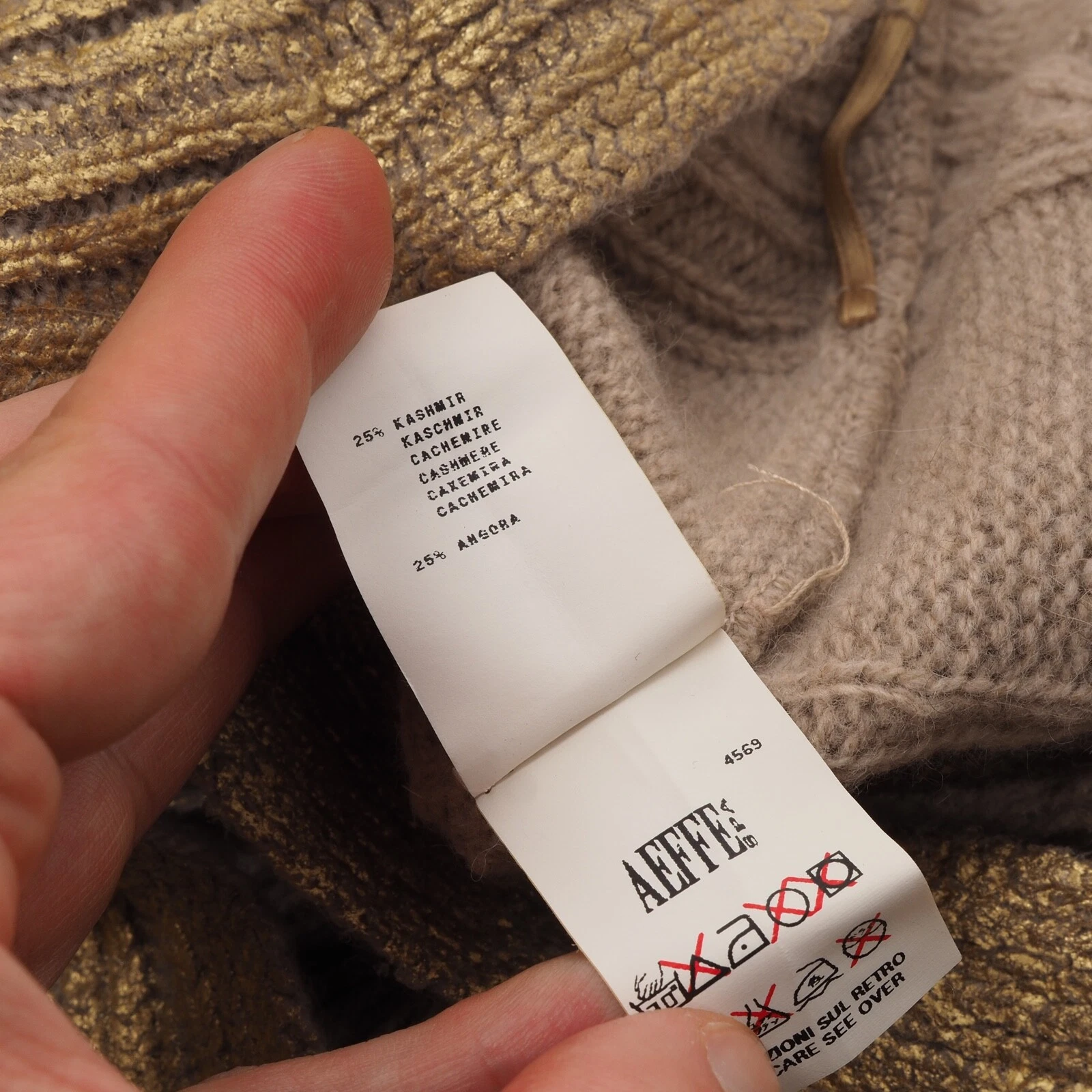 Abito vintage Moschino donna lana cashmere angora oro puro taglia IT40 US4 S