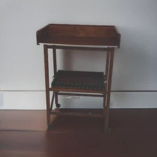 Vintage Folding wood Bar Cart In Mahogany, Scheibe, Bachelors bar