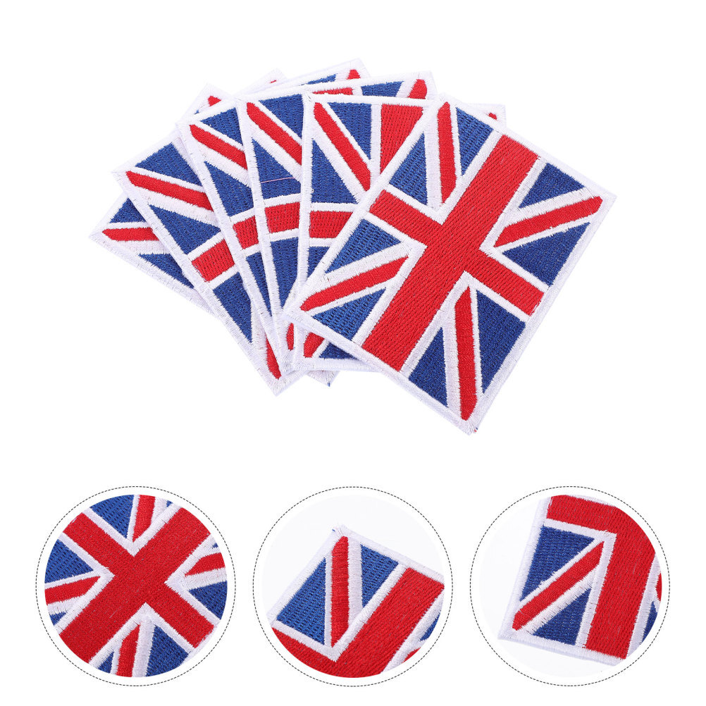6pcs British Flag Embroidered Iron-On Cloth Patches Union Jack Applique