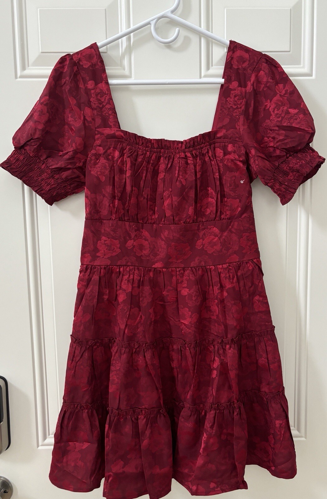 Abito FILA A Junior's L Stampa floreale rosso collo quadrato vestibilità e svasate maniche corte