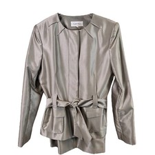 Calvin Klein Women's Size 10 Silver Twill 2 Piece Skirt Suit MOB NEW