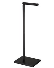 Stainless Steel Free Standing Toilet Paper Holder with Storage Pedestal Black
