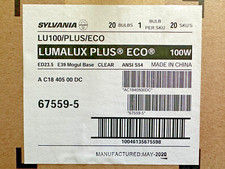 NEW Case of 20 SYLVANIA Lumalux LU100/PLUS/ECO 100W High Pressure Sodium Bulbs