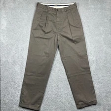 Brooks Brothers Pants Men 34x34 (Fits 34x31) Brown Advantage Chino Elliot Pleats