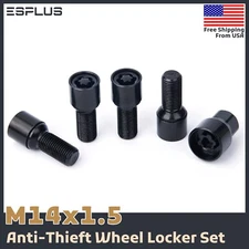 4 + Socket Mercedes 28mm Required Stock Rim Lock M14x1.5 Black Fit A/B/C/G/R/S