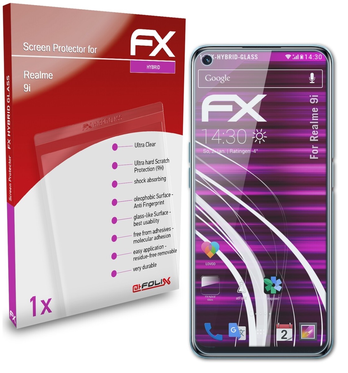 Protecteur D'écran Verre Trempé AtFoliX Pour Realme 8s 5G - 9H Hybride - Neuf