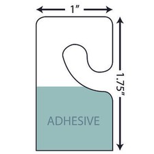   1000 PREMIUM   HOOK STYLE ADHESIVE HANG TABS - 1"x1-3/4" - PLASTIC RETAIL TAGS