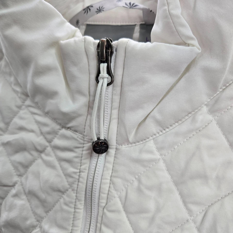 Athleta Women Jacket Large White Colorblock Upside Puffer Vest Quilted Full Zip - Image 4 of 4