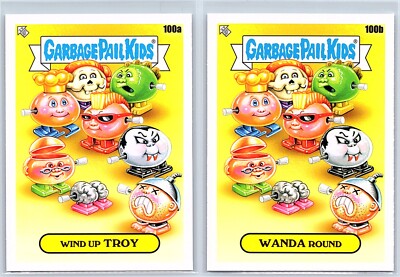 Garbage Pail Kids Wind Up Toy Nasty Nick Adam Bomb Spoof Troy & Wanda 2 Card Set