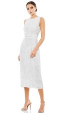 Mac Duggal White Sequin Mesh Sheath Dress Size 0 $398