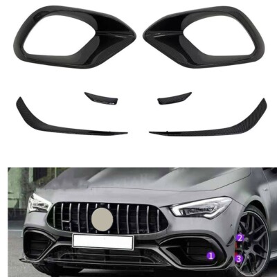 For 2020-2021 Benz AMG CLA45 Fog Lamp Light Cover Trim Kit Carbon Fiber Look