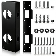 1 Set Black Stainless Steel Lock Door Reinforcement Plate Mortise Conversion