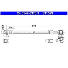 2x ATE Bremsschlauch hinten 25041259 331599 A0004206905 A0014204548