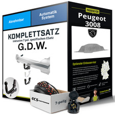 Für PEUGEOT 3008 III KA, KB, KC Anhängerkupplung abnehmbar +eSatz 7pol 23- Kit