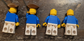 LEGO Pirate Minifigure Blue Jacket Gray Legs Brown Hat 6273 6234 6268 Lot of 4