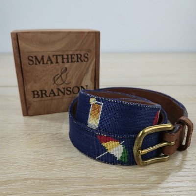 Men's 38 Smathers & Branson Arnold Palmer Bay Hill Golf Needlepoint Leather Belt
