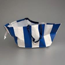 Ikea SACKKARRA Large shopping bag tote Reusable Blue And White stripe NWT