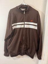 Nike Track Jacket Men s Large Brown Full Zip Swoosh Silver Tag Vintage 90s