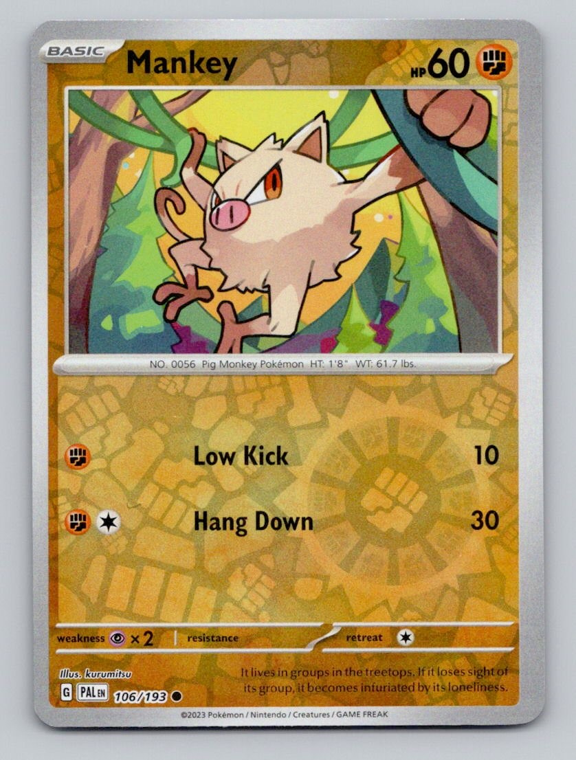 Reverse Holo Mankey 106/193 Common Paldea Evolved Pokemon