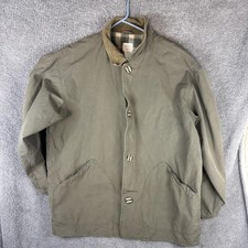 Old Navy Jacket Mens Large Green Canvas Military Corduroy Collar Plaid Lined