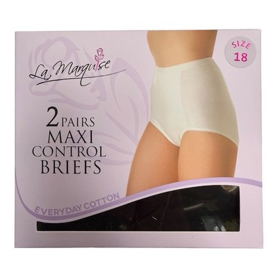 New Sloggi Type La Marquise Brand Maxi Control Briefs Black White 2 Pack Cottons
