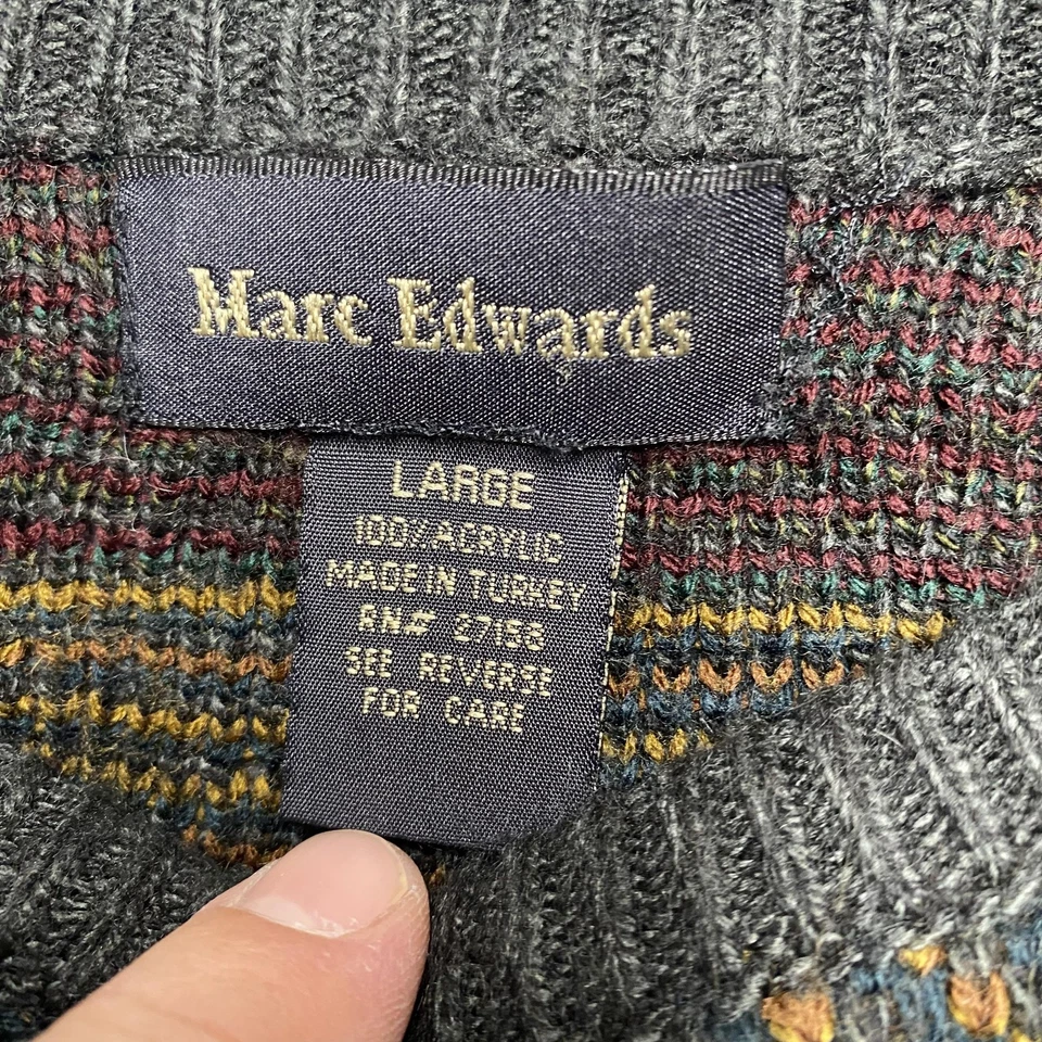 Suéter Marc Edwards Para Hombre Grande Multicolor Patrón Geométrico Cuello Redondo Pullover Foto 4 de 4