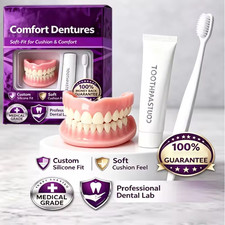Moldable Silicone Upper Lower False Teeth Denture Set - Instant Smile with Too