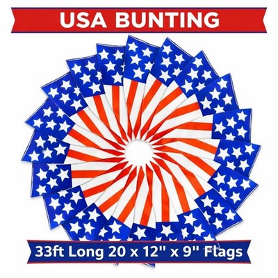 4. Juli 10 Meter 33 Fuß USA Amerika Dreieck Flagge Party WM Wimpelkette