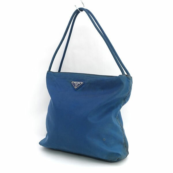 Prada Blue Nylon Semi-Shoulder Crossbody Bag Y0727 Pre-Owned Compact