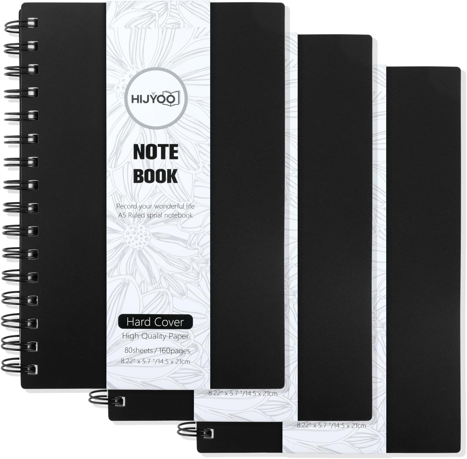 3 Pack A5 Journal Notebook, 480 Pages A5 Notepad Wirebound Spiral Notebooks for