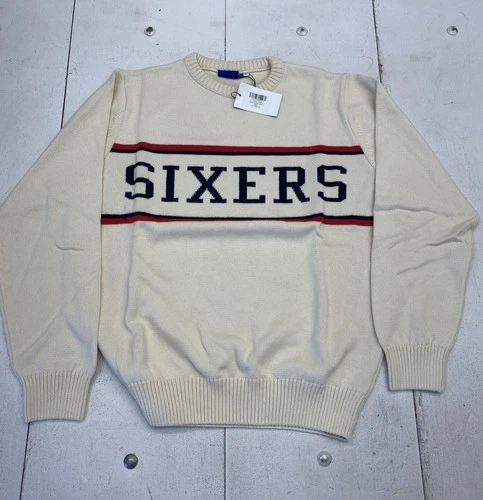 Philadelphia 76ers Ivory Sixers Knitted Crewneck Sweater Unisex Size Large New - product listing photo